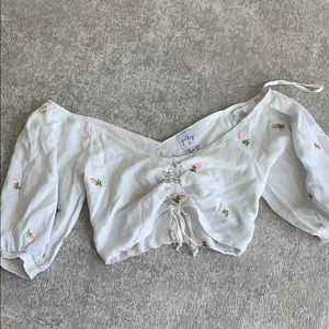 white floral crop top